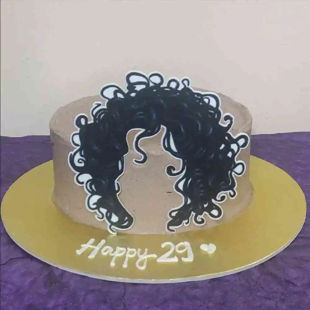 Cake with Topper for Curly Hair Girl